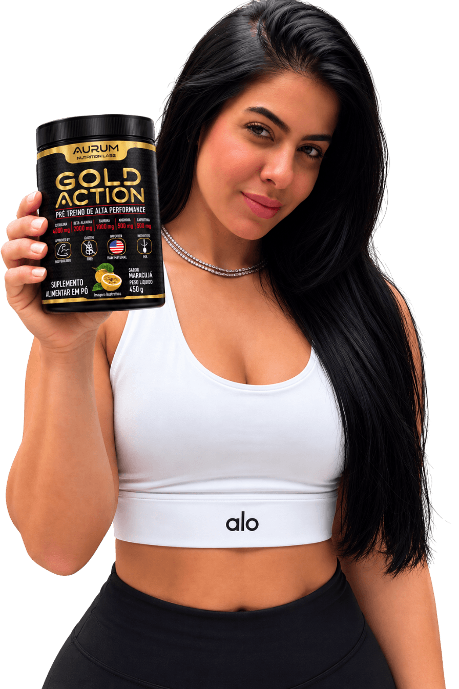 GOLD ACTION - PRÉ-TREINO EQUILIBRADO DE ALTA PERFORMANCE, sabor Maracujá, 300 g